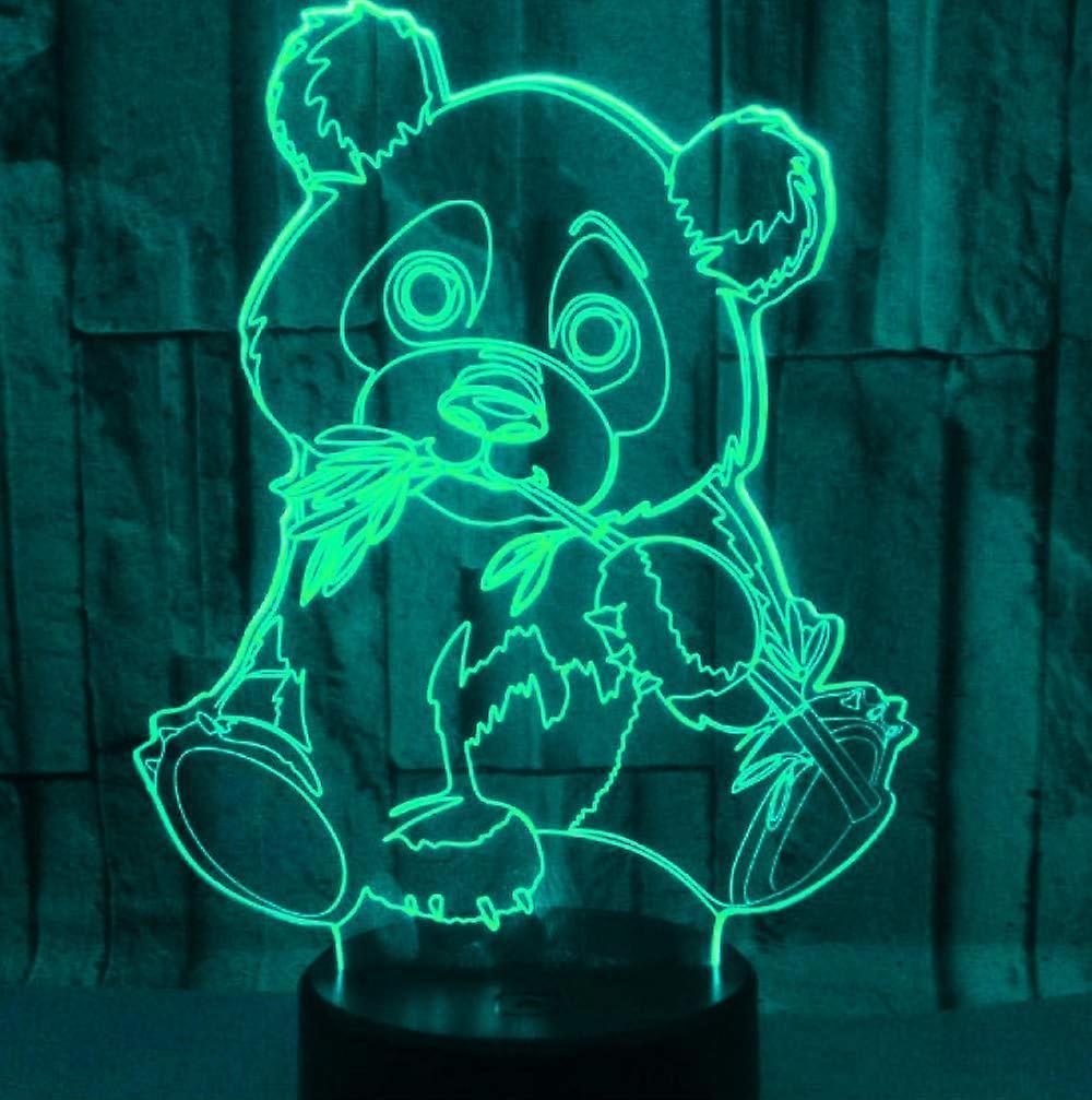 3D Panda Night Light Lamp Optical Illusion Animal Night Light 7 Color Changing Touch Switch Lamps Gift with Acrylic Flat ABS Base USB Cable Toy-Panda