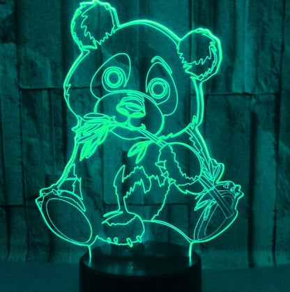 3D Panda Night Light Lamp Optical Illusion Animal Night Light 7 Color Changing Touch Switch Lamps Gift with Acrylic Flat ABS Base USB Cable Toy-Panda