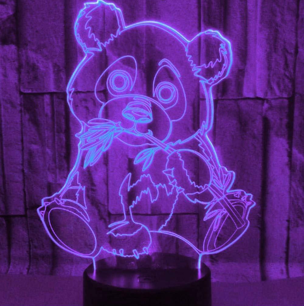 3D Panda Night Light Lamp Optical Illusion Animal Night Light 7 Color Changing Touch Switch Lamps Gift with Acrylic Flat ABS Base USB Cable Toy-Panda