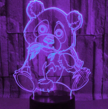 3D Panda Night Light Lamp Optical Illusion Animal Night Light 7 Color Changing Touch Switch Lamps Gift with Acrylic Flat ABS Base USB Cable Toy-Panda