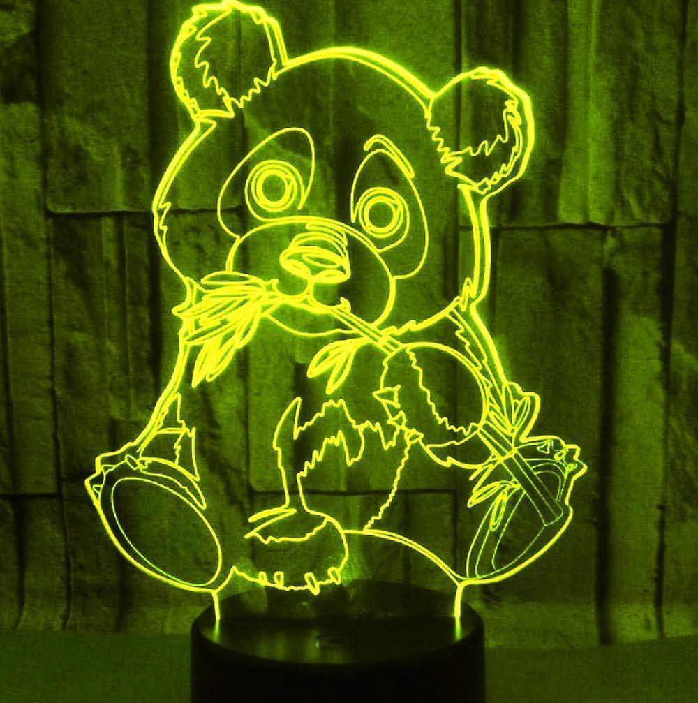 3D Panda Night Light Lamp Optical Illusion Animal Night Light 7 Color Changing Touch Switch Lamps Gift with Acrylic Flat ABS Base USB Cable Toy-Panda