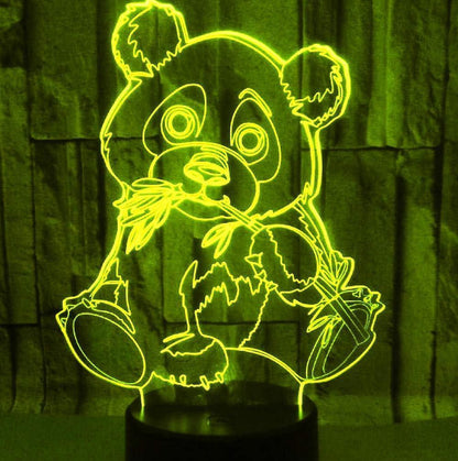 3D Panda Night Light Lamp Optical Illusion Animal Night Light 7 Color Changing Touch Switch Lamps Gift with Acrylic Flat ABS Base USB Cable Toy-Panda