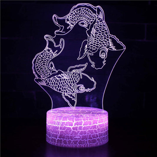 3D Optical Lamp Illusion Night Light Fat Fish 3D Table Lamp babies babies Birthday Gift Creative Light Gift Stereo Vision Colorful Nightlight