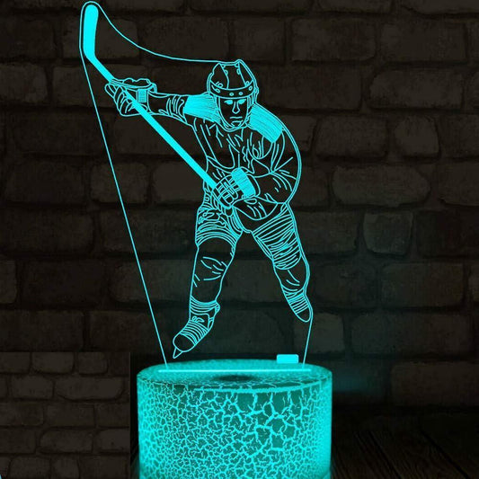 3D Ice Hockey Player Night Light Led Touch Switch Decor Table Desk Optical Illusion Lamps 7 Color Changing Lights LED Table Lamp Xmas Gift