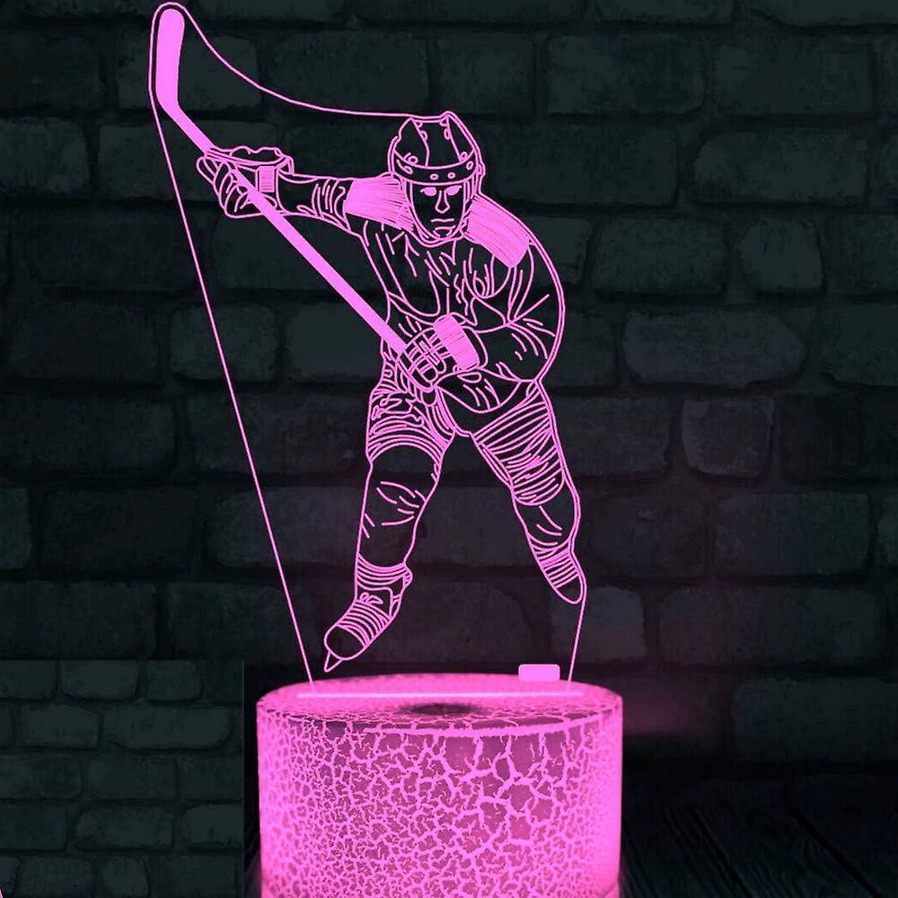 3D Ice Hockey Player Night Light Led Touch Switch Decor Table Desk Optical Illusion Lamps 7 Color Changing Lights LED Table Lamp Xmas Gift