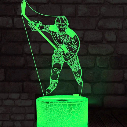 3D Ice Hockey Player Night Light Led Touch Switch Decor Table Desk Optical Illusion Lamps 7 Color Changing Lights LED Table Lamp Xmas Gift