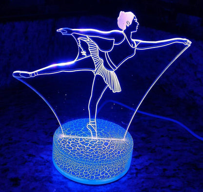 3D Ballet Night Light Led Touch Switch Decor Table Desk Optical Illusion Lamps 7 Color Changing Lights LED Table Lamp Xmas Home Love Gift