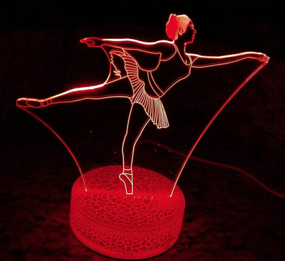 3D Ballet Night Light Led Touch Switch Decor Table Desk Optical Illusion Lamps 7 Color Changing Lights LED Table Lamp Xmas Home Love Gift