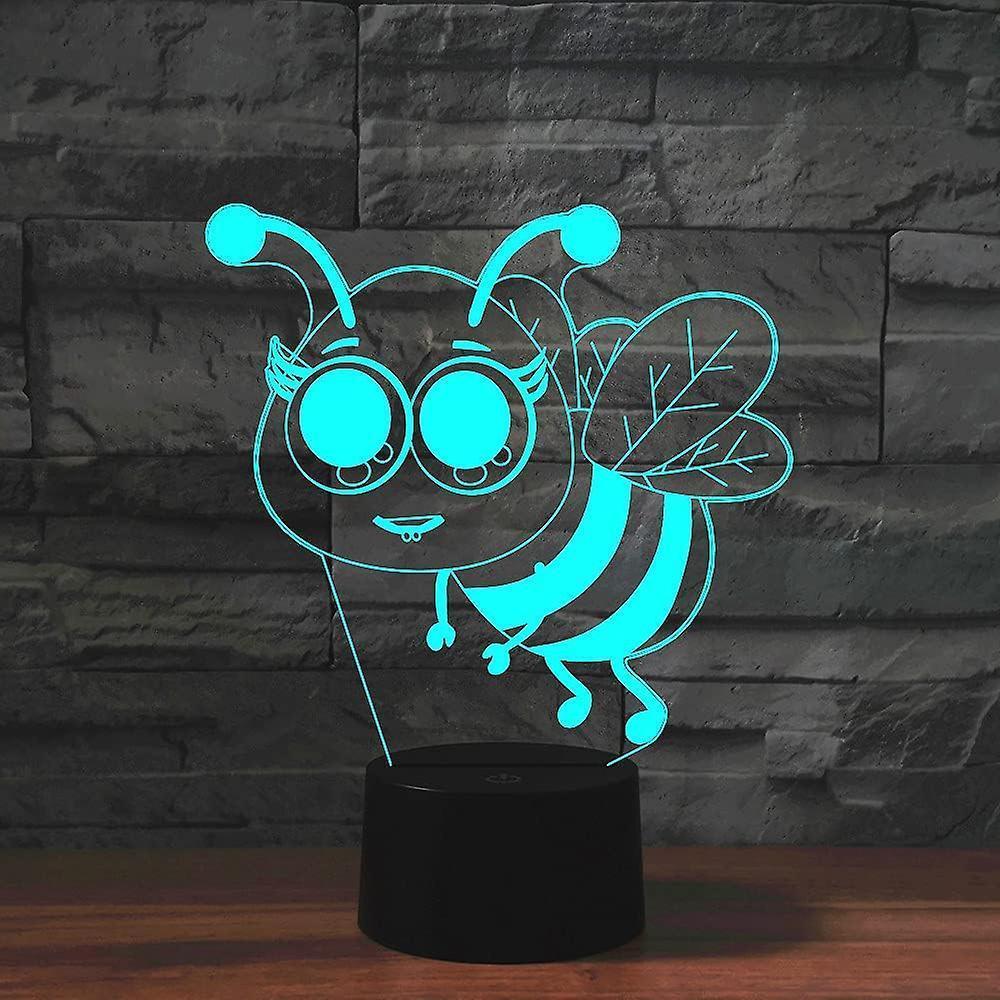 3D Bee Night Light Table Desk Optical Illusion Lamps 7 Color Changing Lights LED Table Lamp Xmas Home Love Birthday babies babies Decor Toy Gift