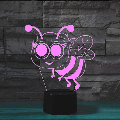 3D Bee Night Light Table Desk Optical Illusion Lamps 7 Color Changing Lights LED Table Lamp Xmas Home Love Birthday babies babies Decor Toy Gift