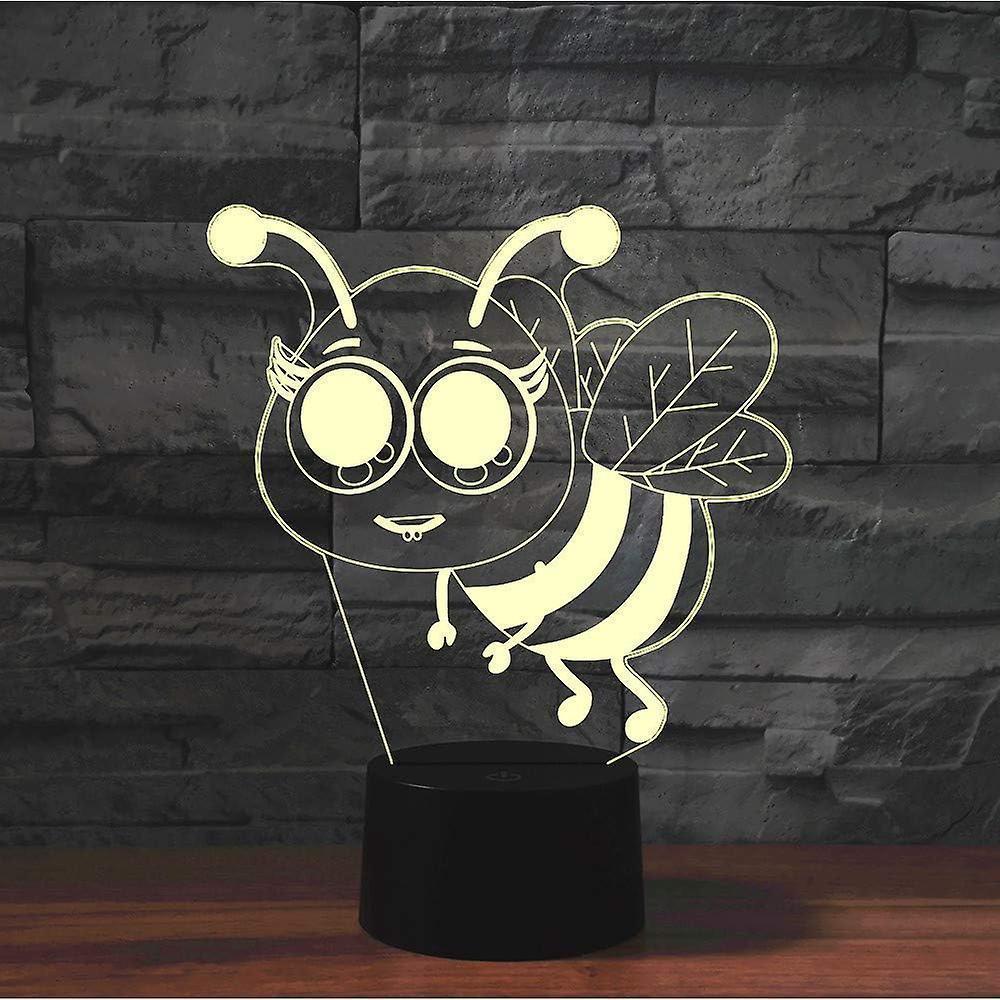 3D Bee Night Light Table Desk Optical Illusion Lamps 7 Color Changing Lights LED Table Lamp Xmas Home Love Birthday babies babies Decor Toy Gift