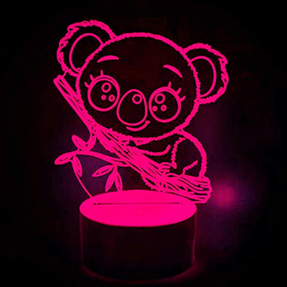 3D Koala Bear Night Light Table Desk Optical Illusion leld Lamps 7 Color Changing Lights LED Table Lamp Xmas Home Love Birthday babies babies Gift