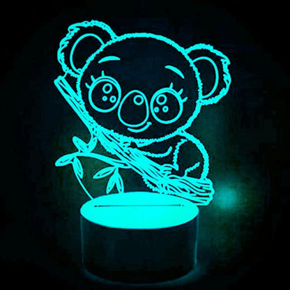 3D Koala Bear Night Light Table Desk Optical Illusion leld Lamps 7 Color Changing Lights LED Table Lamp Xmas Home Love Birthday babies babies Gift
