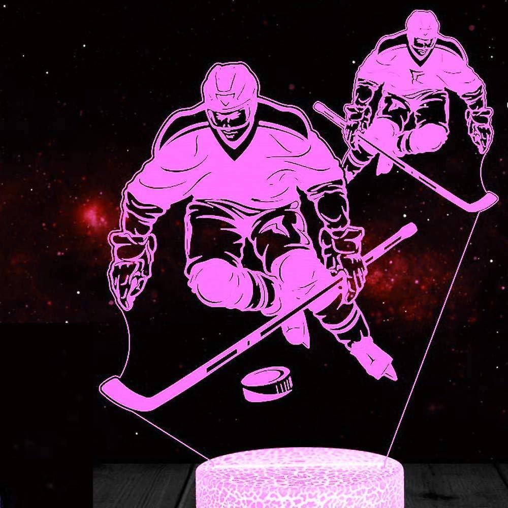 3D Ice Hockey Player Night Light Table Desk Optical Illusion Lamps 7 Color Changing Lights LED Table Lamp Xmas Home Love Birthday babies babies Gift