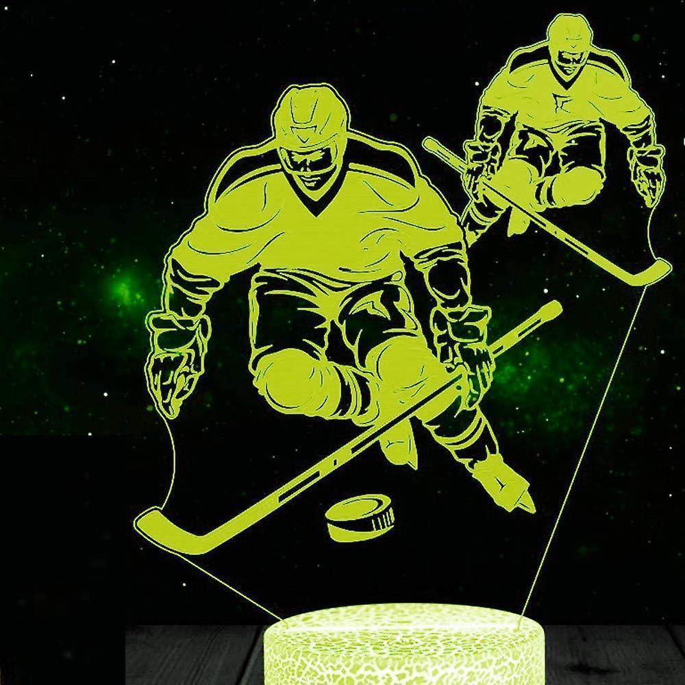 3D Ice Hockey Player Night Light Table Desk Optical Illusion Lamps 7 Color Changing Lights LED Table Lamp Xmas Home Love Birthday babies babies Gift