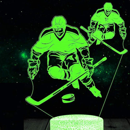3D Ice Hockey Player Night Light Table Desk Optical Illusion Lamps 7 Color Changing Lights LED Table Lamp Xmas Home Love Birthday babies babies Gift