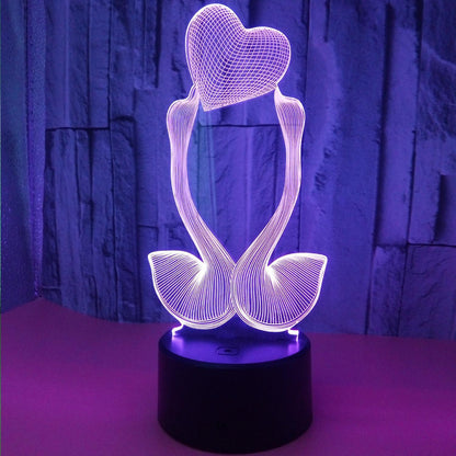 Optical Illusion 3D Love Swan Night Light 16 Color