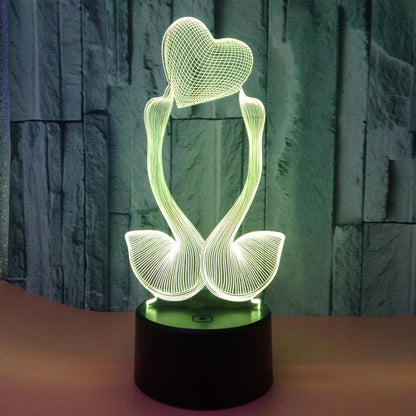 Optical Illusion 3D Love Swan Night Light 16 Color