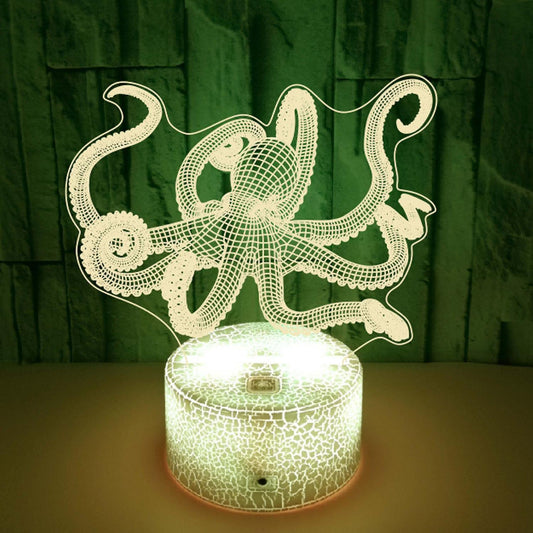 Optical Illusion 3D Squid Night Light 16 Colors Ch