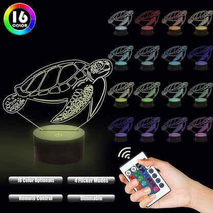 3D Turtle Night Light Optical Illusion Lamp with 1
