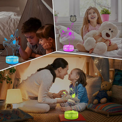 JUSCH Cute Dancing Dancer Ballet Girl Ballerina 3D Optical Illusion LED Bedroom Decor Sleep Table Lamp with Remote 7 Colors Visual Night Light Birthda