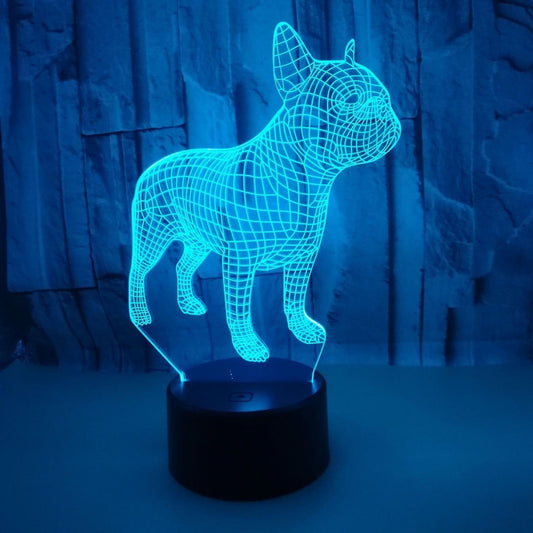 JUSCH 3D Bulldog Night Light 16 Colors Changing Optical Illusion Lamp with Remote Birthday  Valentine's Day Gift Idea for babies Boys Girls B091-182