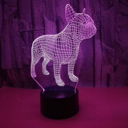 JUSCH 3D Bulldog Night Light 16 Colors Changing Optical Illusion Lamp with Remote Birthday  Valentine's Day Gift Idea for babies Boys Girls B091-182
