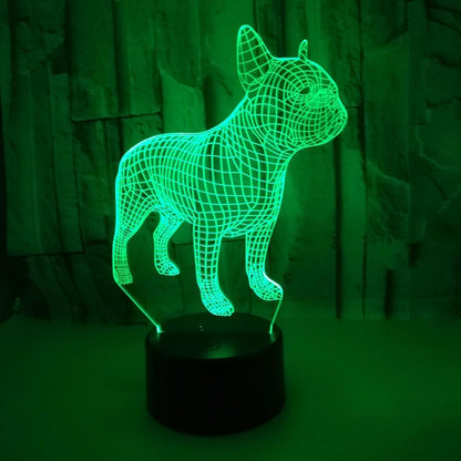 JUSCH 3D Bulldog Night Light 16 Colors Changing Optical Illusion Lamp with Remote Birthday  Valentine's Day Gift Idea for babies Boys Girls B091-182