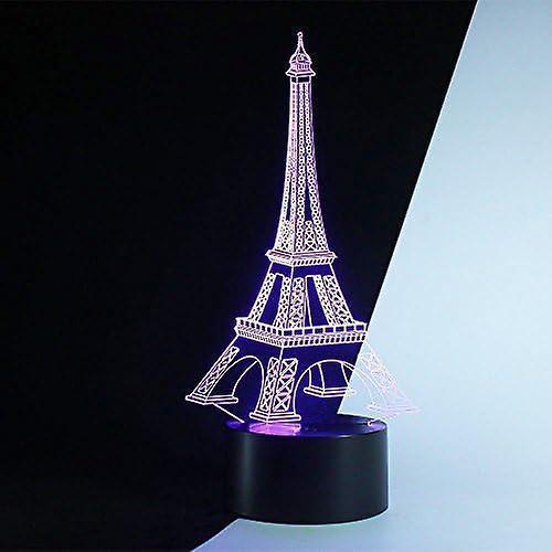 romantic Eiffel Tower in Paris France 3D Optical Illusion Night Light,7 Colors Changing,Smart Touch Button USB Powered,Amazing Creative Art Design