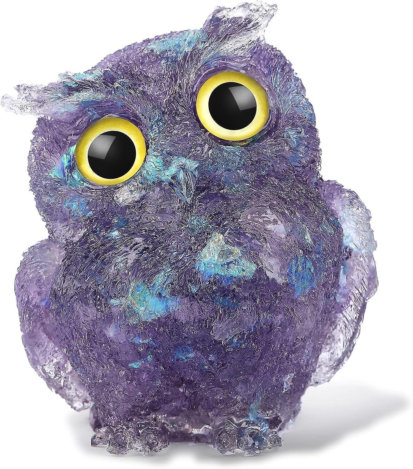 Hand Carved Natural Crystal Owl Statue Reiki Healing Gemstone Animal Figurines Home Office Car Decoration Best Gifts 2.4 Inch