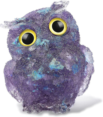 Hand Carved Natural Crystal Owl Statue Reiki Healing Gemstone Animal Figurines Home Office Car Decoration Best Gifts 2.4 Inch