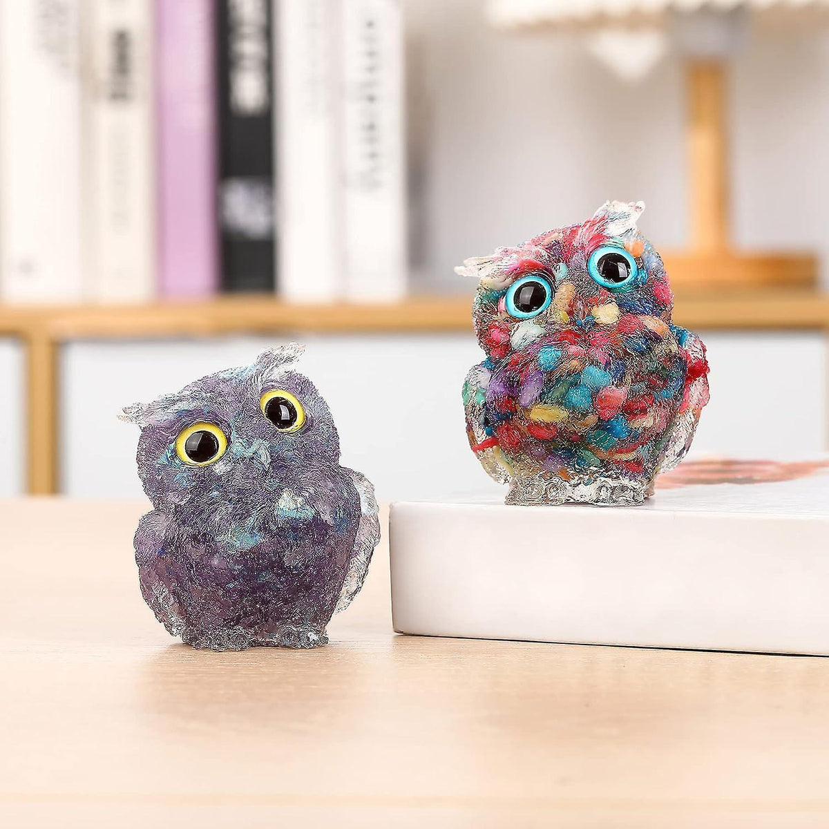 Hand Carved Natural Crystal Owl Statue Reiki Healing Gemstone Animal Figurines Home Office Car Decoration Best Gifts 2.4 Inch