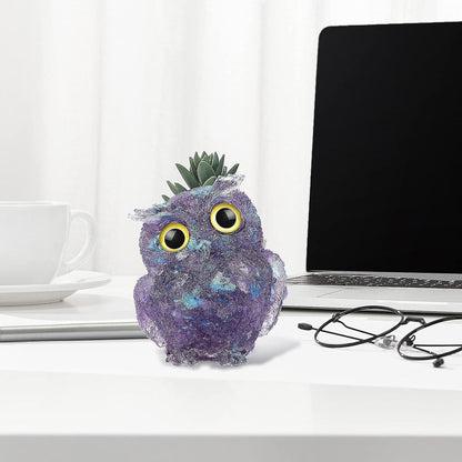 Hand Carved Natural Crystal Owl Statue Reiki Healing Gemstone Animal Figurines Home Office Car Decoration Best Gifts 2.4 Inch