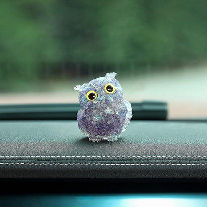 Hand Carved Natural Crystal Owl Statue Reiki Healing Gemstone Animal Figurines Home Office Car Decoration Best Gifts 2.4 Inch
