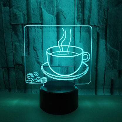 3D Coffee Night Light  Led Light Optical Illusion