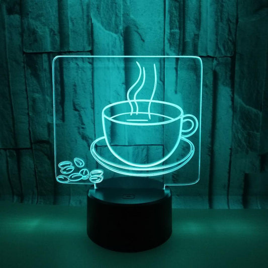 3D Coffee Night Light  Led Light Optical Illusion