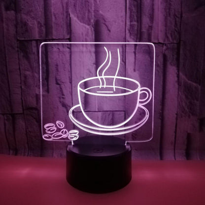 3D Coffee Night Light  Led Light Optical Illusion