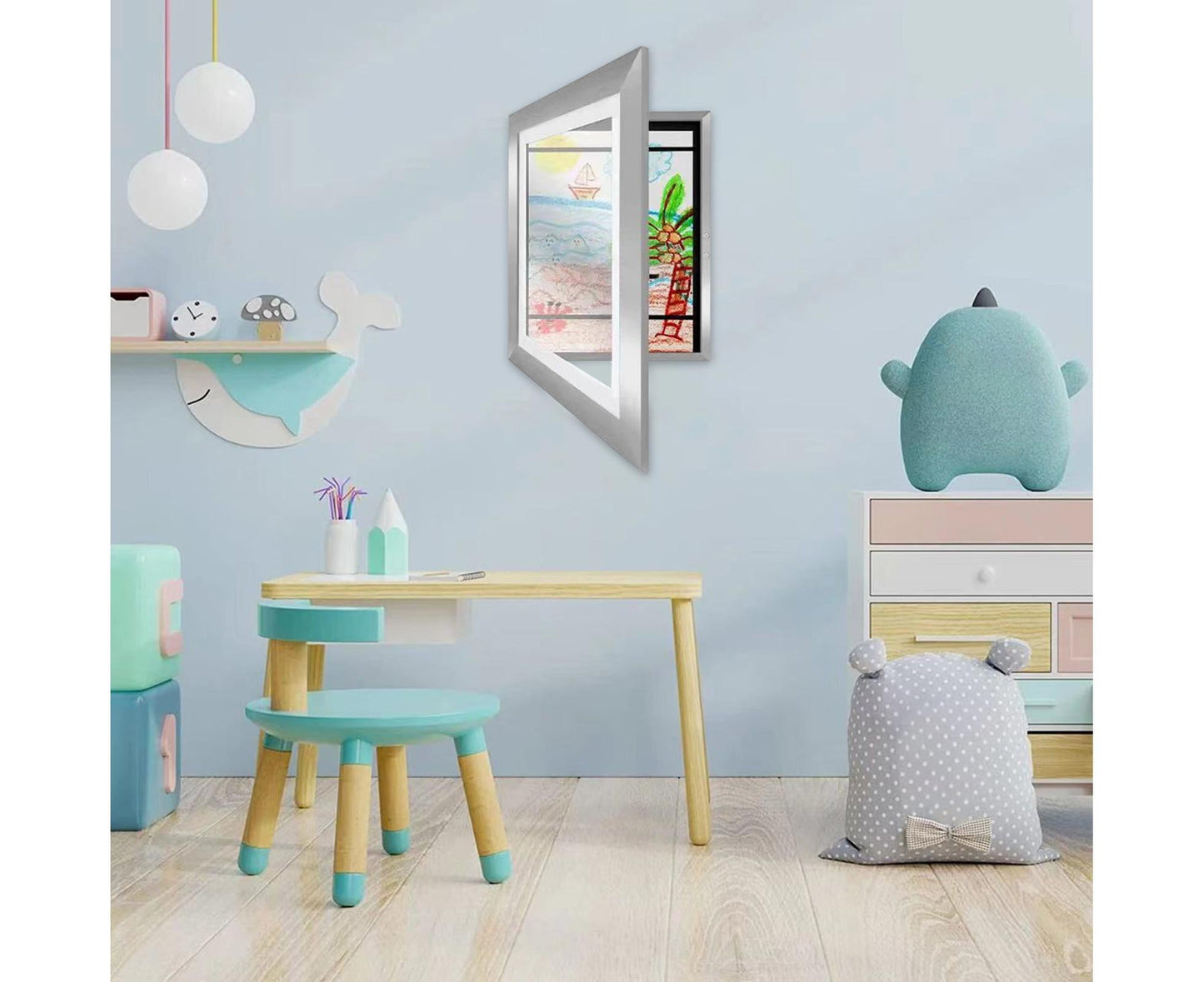 Picture Frame Front-Opening Shatter Resistant Decorative Changeable Not Easily Deformed Display Photo Easy to Use babies Artwork Picture Frame Home Decor - Silver
