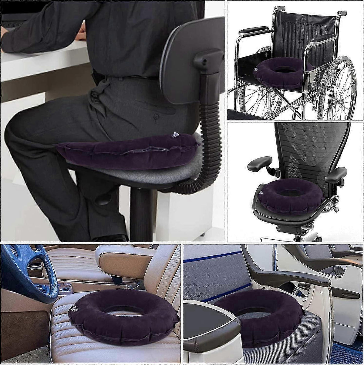 Inflatable Ring Cushion - Orthopedic Seat Pad for Coccyx & Hemorrhoid Pain Relief