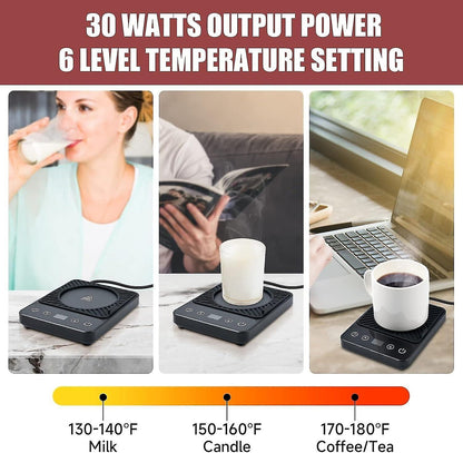 Electric Coffee Mug Warmer with Timer & 6 Temp Settings