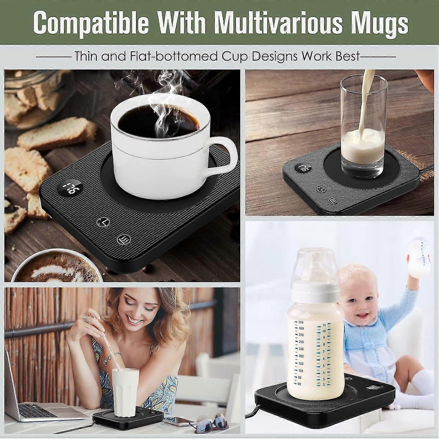 Smart Electric Coffee Beverage Warmer for Desk or Home