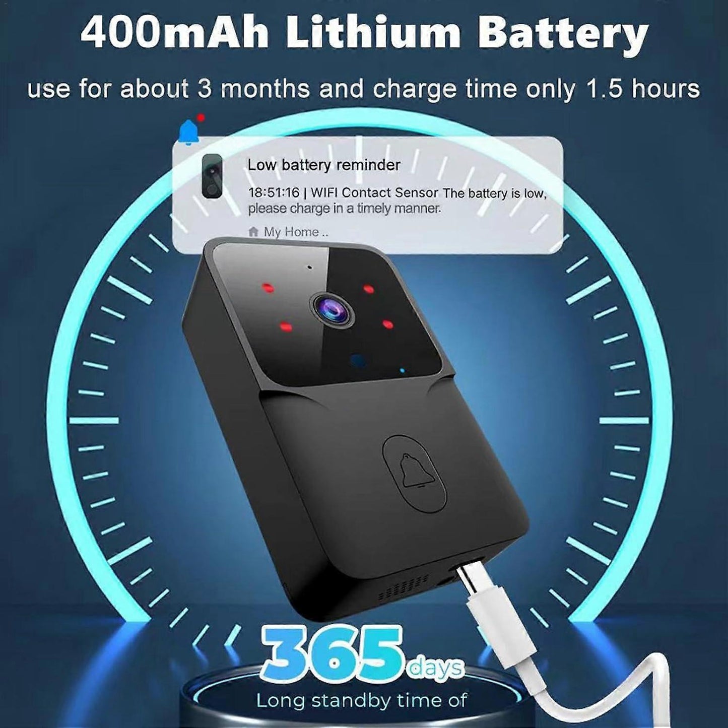 Video Doorbell Security Camera, Long Lasting Battery