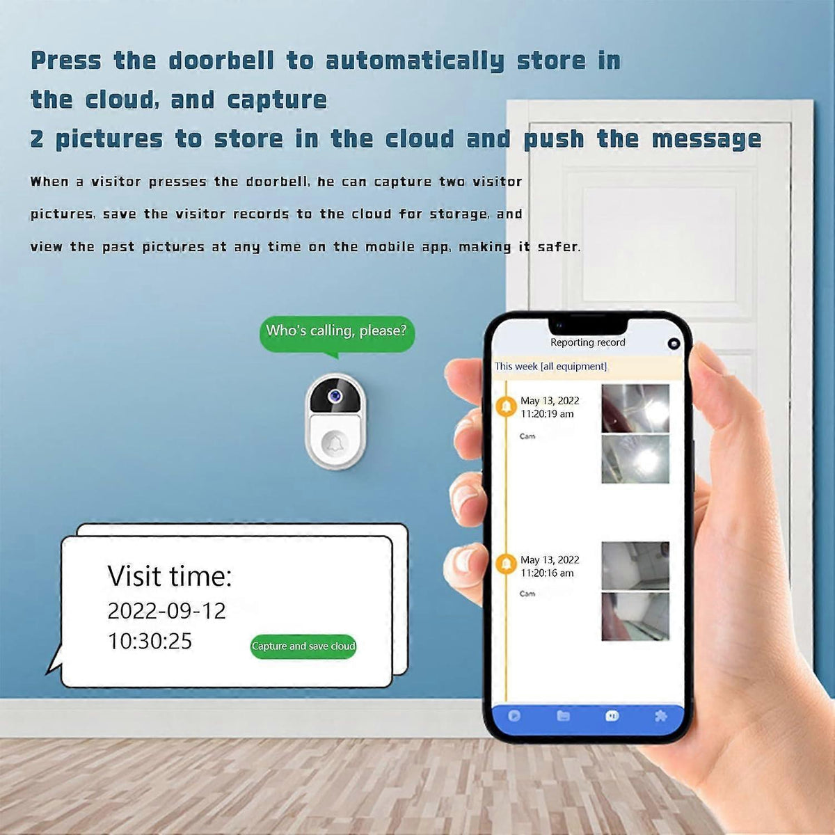 Smart Video Doorbell with Chime, HD Night Vision, Anti-Theft