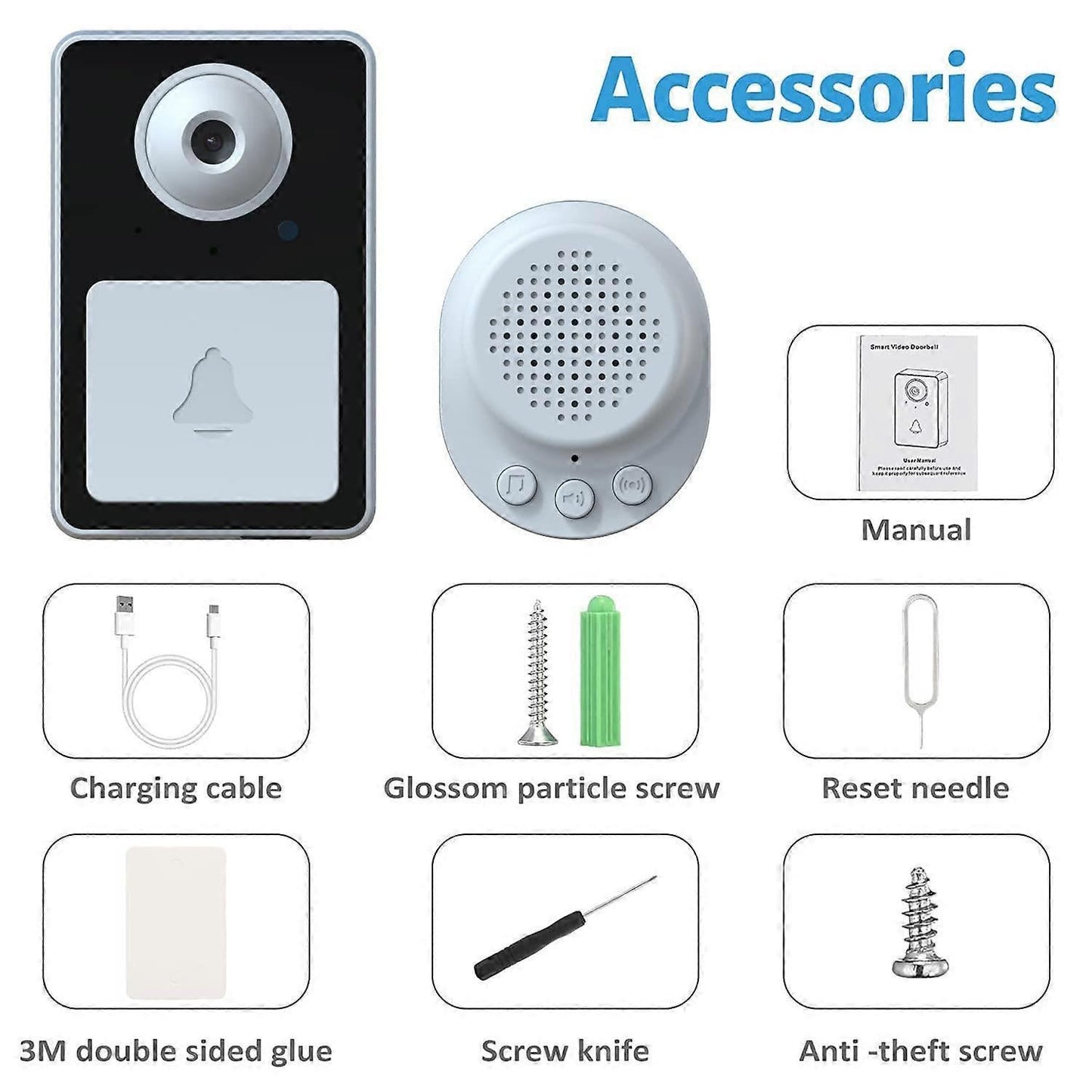 Wireless Video Doorbell Camera with Chime, Rechargeable Cordless Smart Doorbell