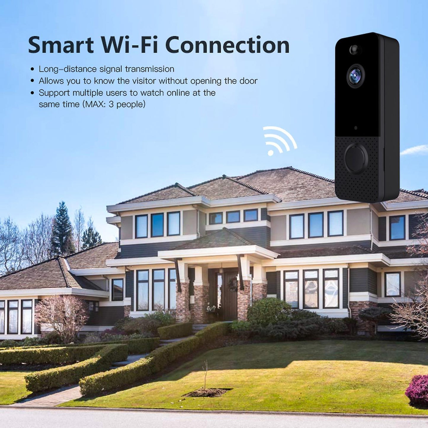 WiFi Wireless Video Doorbell Camera with Indoor Chime, Waterproof