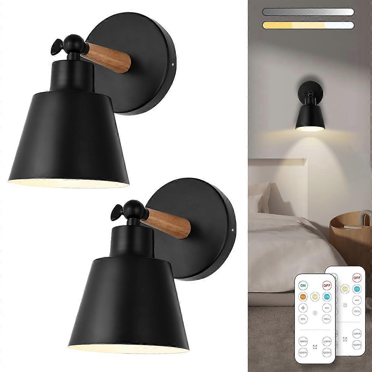 Battery Operated Wall Sconce Set of 2, Wireless LED Light with Remote, Dimmable