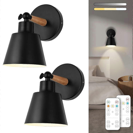 Battery Operated Wall Sconce Set of 2, Wireless LED Light with Remote, Dimmable