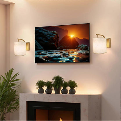 Battery Operated Wall Sconces Set of 2, Rechargeable LED Lights, Remote, 12 RGB Colors, Gold
