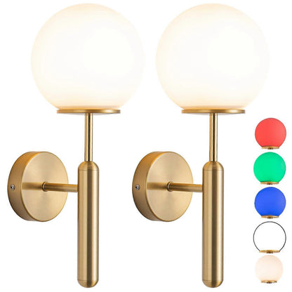 Battery Operated Wall Sconce Set of 2, Wireless Remote Dimmable LED, Gold Fabric Shade