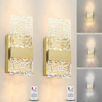 Battery Operated Wall Sconces Set of 2, Rechargeable LED Brass Gold Lights, Remote